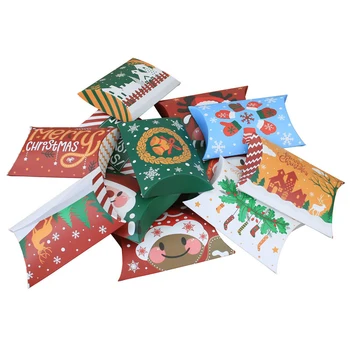 10vnt Kalėdų Kraft Popieriaus Dėžutė Saldainių, Dovanų Dėžutes, Pagalvės Forma Saugojimo Bylos Navidad Linksmų Kalėdų Malonę