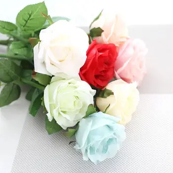 10vnt/Set Rose Šilko Dirbtinių Gėlių Puokštė Nuotakos Bridesmaid, Hydrangeas Gėlės, Gėlių Vestuves Namų Dekoro