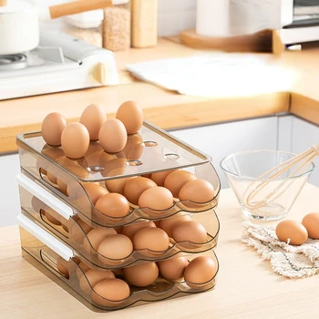 2022 m. Virtuvė, įdėti kiaušinių dėžutė su kiaušinių stovas paramos plastiko geležinkelių kiaušinių šaldytuvas talpinimo multi-layer kiaušinių laikymo dėžutė