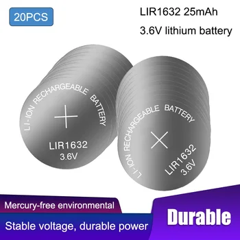 20PCS LIR1632 3,6 V Ličio Įkraunama Mygtuką Monetos Cell Baterijos Gali Pakeisti CR21632 laikrodžiai