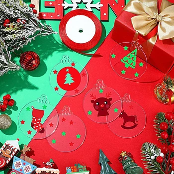 30Pcs skaidraus Akrilo Kalėdų Ornamentu Neužpildyta Skaidri Akrilo Diskas Akrilo Ratas 