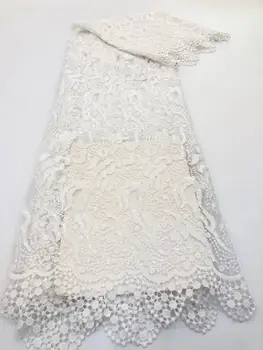 (5yards/vnt) Vaiskiai balta prancūzų ju nėrinių audinys su blizgučiai siuvinėjimas mados Afrikos vestuvių nėrinių šalis suknelė FZX048