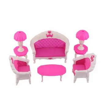 6 Gabalus Lėlės Sofa Nustatyti Europos Stiliaus Svetainė, Miegamasis Apdailos Kėdė Plastikiniai Baldai Stalo Lempos Gimtadienio Dovana
