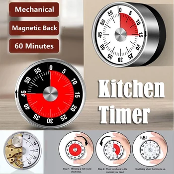 60 Minučių Virtuvės Nerūdijančio Plieno Vaizdo Kepimo Laikmatis Žadintuvas Magnetinio Mechaninis Laikmatis