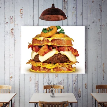 60x40cm Hamburger Hot Dog Plakatas Maisto Drobės Tapybos Šiuolaikinės Dekoratyvinės Nuotrauką Kambarį Namo Sienos Dekoro Restoranas