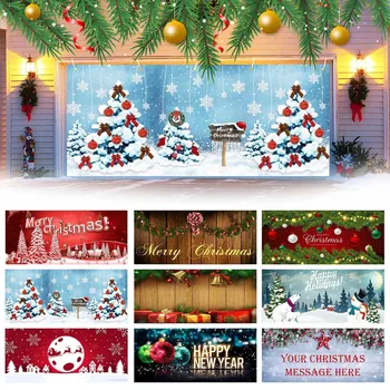7 X 16 Ft Linksmų Kalėdų Atostogų Reklama Garažo Durų Padengti Freskomis Žiemos Sniego, Kalėdų Mergaičių Pavadinimas Sienos Lipdukai, Miegamojo