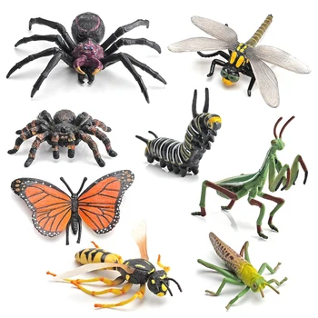 8Pcs/Set Vaikų Tikroviška Modeliavimas Vabzdžių Modelį, Vaikai Voras Drugelis Gyvūnų Modelio Kietojo Statinio Rankų darbo Žaislai