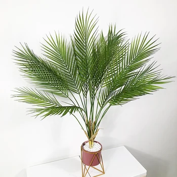 90cm 9 Šakutės Atogrąžų Palmių Dideli Dirbtiniai Augalai Plastikinės Palmės Lapų Netikrą Monstera Paplūdimio Augalų Sode Vestuvių Dekoras