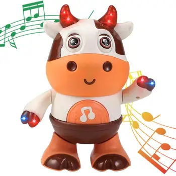 Bamblys Muzikiniai Žaislai, Mielas Karvės Formos Šokių Pėsčiomis Žaislas Su Muzika, LED Žibintai Bamblys Anksti Švietimo Žaislai, nuo 3 Iki 18 Mėnesių