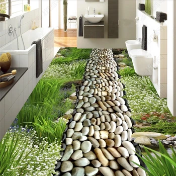 beibehang Užsakymą foto tapetai, grindys, dažymas gėlių žolės akmenimis vonios kambarys 3D grindų papel de parede sienos dokumentų namų deco