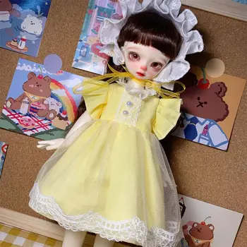 Bjd doll suknelė 1/6 30cm Kreminės geltonos sudegintasis rankovėmis sijonas žaislas drabužius (Tinka 1/6 Lėlės Priedai）