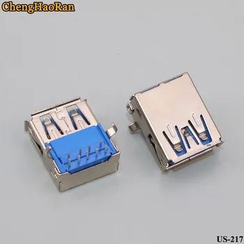 ChengHaoRan 1pcs Aukštos kokybės USB 3.0 AF moterų 90 laipsnių pin 3.0 didelio greičio USB moterų roll burną Mėlynos spalvos plastiko core aštuonių pin
