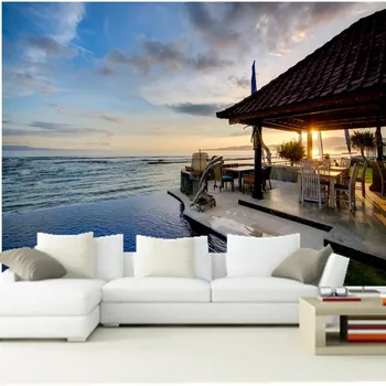 Custom 3D freskomis, Gyvenamųjų sea view saulėlydžio gamtos tapetai papel de parede,gyvenamasis kambarys su sofa-lova, TV miegamojo sienos tapetai