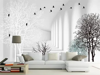 Custom aukštos kokybės minimalistinės šiuolaikinio gyvenimo kambario pelėsiai, miltligė, nuotrauka 3d tapetai anotacija miškai TV foną tapetai