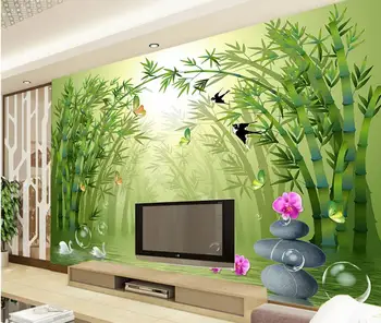 Custom didelis freskomis,Švieži bambuko kraštovaizdžio sienų tapyba-tapetai,gyvenamasis kambarys su sofa-lova, TV foną miegamajame papel de parede
