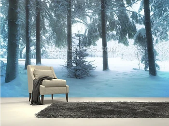 Custom gamtos tapetai,Žiemos Miško,3D kraštovaizdis freskomis gyvenimo kambario, miegamasis, virtuvė, fono sienos Reljefiniai tapetai