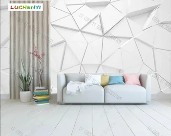 Custom Šiuolaikinės Abstrakčių Geometrinių baltas trikampis 3d Kūrybos tapetai,svetainė, tv sienos Miegamajame namų dekoro juostos sienų lipduko