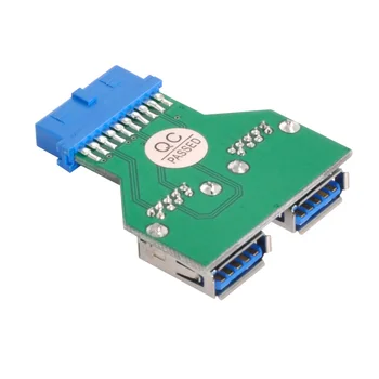 CY 20 Pin Langelį Antraštės Plokštė 5Gbps Dual USB 3.0-A Type Female Lizdas Adapteris PCBA