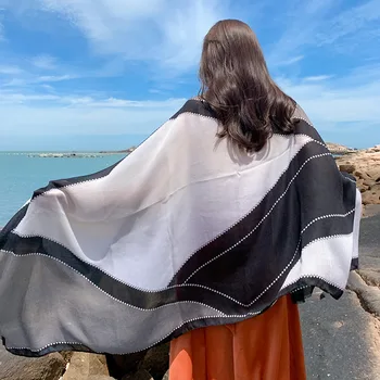 Dizainas Medvilnės Šalikas Moterims Spausdinti Skara Saulės Didelės Neckerchief Moterų Prabangos Prekės Ženklo Paplūdimio Wrap Pajūrio Atostogų Hijab Bandana
