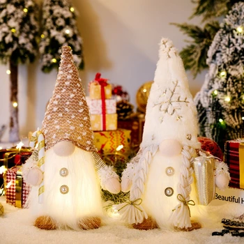 Glamuras Kalėdų Papuošalai Beveidis Lėlės Žėrintis Barzdotas Pliušinis Skrybėlę Rudolph Linksmų Kalėdų Dekoracijos namams