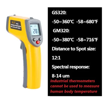 GS320 BENETECH 360 Temperatūros Matavimo Priemonė, infraraudonųjų SPINDULIŲ Termometras Portable Nešiojamą Infraraudonųjų spindulių Lazerio Skaitmeninių Elektroninių Drėgmėmačiu