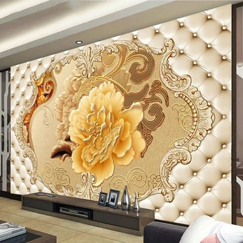 Individualizuotos Fono paveikslėlį Europos Stiliaus Stereo Bijūnas Gėlių Pattern Fonas Sienos Freskos Gyvenimo Kambario, Miegamasis Dekoro pegatinas de sumalti