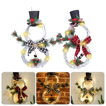 Kalėdų Kabinti Ornamentu LED Žibintai, Sniego, Kalėdų Vainikas Rotango Ratas Duris Namuose Naujųjų Metų Kalėdų Medžio Ornamentas, Pakabučiai