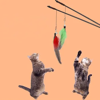Katė Žaislas Perlų Plunksną Kačių Žaislai Juokingas Interaktyvus Žaislų Katėms Bite Elastinga Virvė Katės Žaislą su Bell Mokymo Pet products