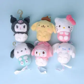 Keychain 10Cm Hello Kitty Sanrio Cinnamoroll Pliušinis Lėlės Kawaii Mano Melodija Kuromi Purin Anime ir Animacinių filmų Plushie Lėlės Decortoy Dovanos
