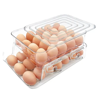 Kiaušinių Laikiklis Šaldytuvo Talpa Kiaušinių Konteineris Šaldytuvas, Kiaušinių Laikymo Dėžutė Su Dangteliu Ir Automatinis Pasipriešinimo