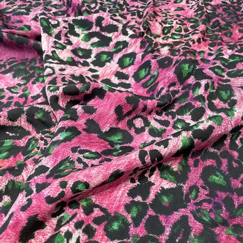 Leopard Spausdinta Prekės ženklo 100% Poliesteris Krepo De Chine Audinio Mados Drabužiai, Marškinėliai, Pižama Audiniai, Audinys Suknelė Už Metrą