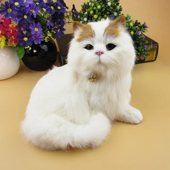 lovely cat apie 17x16cm pūkuotas kailio bell katė ,garso miaow katė modelis apdaila dovana h1322