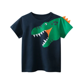 Marškinėliai Vaikams Vasaros Drabužių Berniukui Trumpomis Rankovėmis Dinozaurų Modelis Viršūnes Kvėpuojantis Minkštas Atsitiktinis Tee Vaikščioti Kūdikis