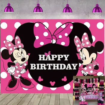 Minnie Mouse Fotografijos Fonas 1-asis Gimtadienis Fone Princesė Pink Šalis Dekoro Mergaitėms Baby Shower Šalies Prekių