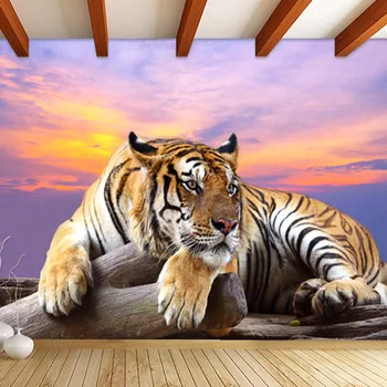 Modernaus Stiliaus, Tikroviška 3D Gyvūnų Sibiro Tigras Tapetai Gyvenamasis Kambarys su Sofa-lova, TV Foną, Individualizuoti Freskos Sienos Popieriaus Sienos