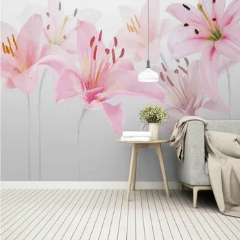 Modernus minimalistinis sielovados gėlių lelijos, fonas, Tapetai, vaikų kambarys, iš Namų Tapetai Tapybos Freskos Šilko Popieriaus