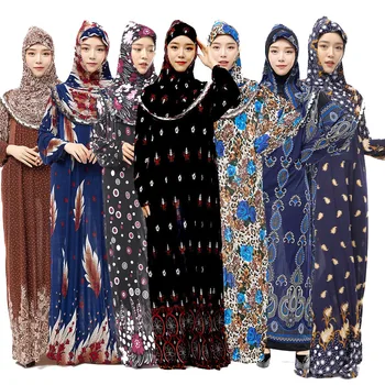 Moterų Musulmonų Maldos Suknelė Kaftan Šalikas Artimuosiuose Rytuose Islamo Skraiste Maxi Abaja Suknelė Aukštos Ruožas Dviejų dalių Pilnas draudimas Hijab Abaja