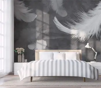 Namų fone, apdailos 3d tapetai Šiaurės minimalistinio akvarelė baltos plunksnos užsakymą bet kokio dydžio freska