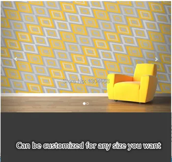 Nemokamas pristatymas custom didelis freskomis sėdi kambarį, miegamąjį, TV foną Geltona Geometrinis Dizainas Sienos Freskos šilko audinys