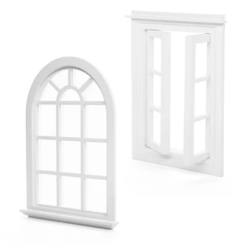 Odoria 1:12 Miniatiūriniai Balti Lango Rėmo su Windowpane Mediniai Langai, 