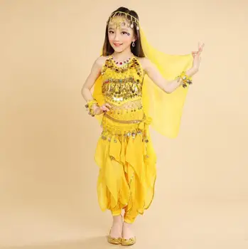pilvo šokio mergina kostiumas Vaikams, Pilvo Šokiai, Merginos, Bolivudas, Indijos Veiklos Audiniu Nustatyti Rankų darbo Mergina Indija Drabužiai