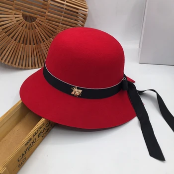 Prancūzijos raudonojo žvejys skrybėlę Hepburn vėjo atkurti senovės būdų apie moterų homburg vilnos aristokratų mados joker potvynių baseino ha