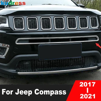 Priekinės Grotelės, Grotelės, Dangčio Apdaila Už Jeep Compass 2017 2018 2019 2020 2021 Chrome 