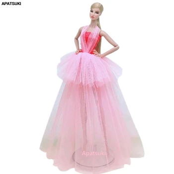 Rožinė Kratinys Multi-layer Vestuvių Suknelės Barbie Drabužių Mados Lėlės Komplektus Suknelė 1/6 BJD Lėlės Priedai Vaikams, Žaislai