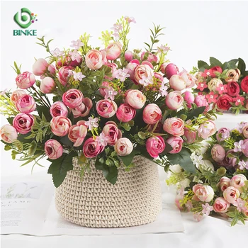 Spalvotų Arbatos Rožės pigūs namų dekoro priedai netikrą daisy plastikinių gėlių vestuvių dekoratyvinis Dirbtinės gėlės