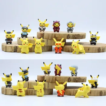 TAKARA Tomy Pokemon Pikachu Japonijos Anime Modelio Paveikslas Cosplay Žaislas PVC 10vnt 4cm Pyragas Apdaila baldus 1