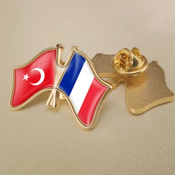 Turkija ir Prancūzija Kirto Dviguba Draugystė Šaligatvio Atvartas Smeigtukai Sagė Ženkliukai