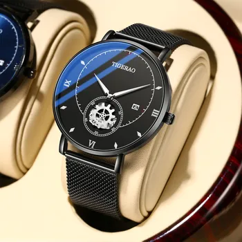 Ultra-plonas monokuliariniai dizaino mados kalendoriaus verslo prekės ženklo vyrai kvarco žiūrėti laisvalaikio temperamentas sporto paprasta vyriški laikrodžiai
