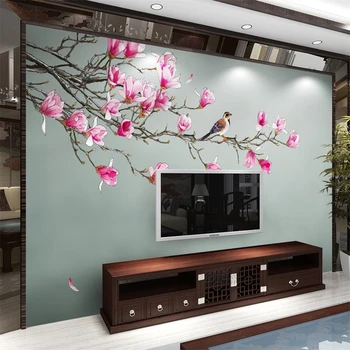 welyu Užsakymą tapetai 3d freskos modernus minimalistinio naujas Kinijos ranka-dažytos gėlių ir paukščių magnolia gėlių fone sienos обои