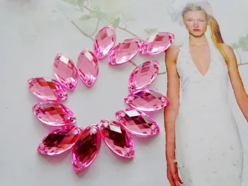 zbroh Siūti rožinės spalvos cirkonio 300pcs 6*12mm gem akmenys Akrilo kristalų masės diamond vertus, siuvimo